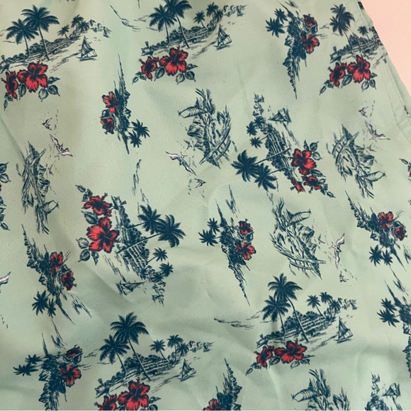 NWT Teal Tropical Print Swim Trunks - Picture 2 of 4